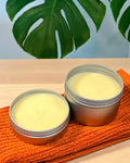 Cedar Bergamot Body Butter open tins showing texture